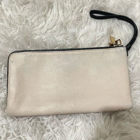 Coach Color Block Rouge Creme Pebbled Leather Large Double Zip Wristlet Clutch - Picture 13 of 16
